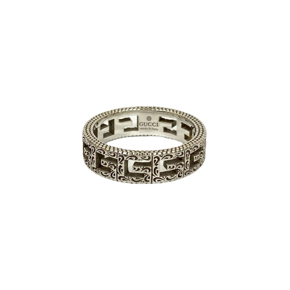 GUCCI Square G Arabesque Sterling Silver Ring, Men's Accessory, 32062 - Picture 4 of 6